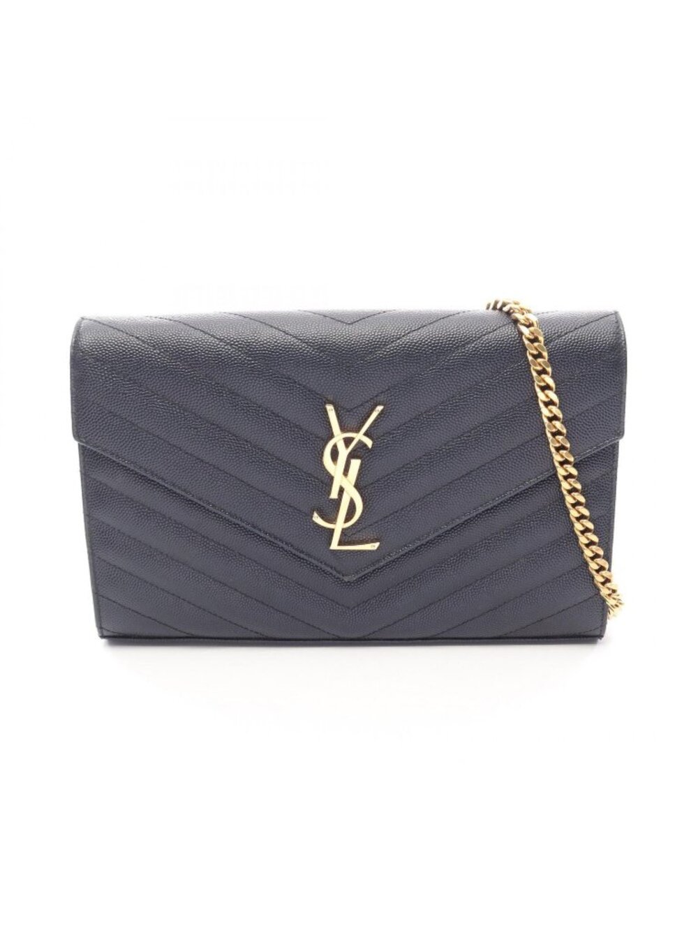 Saint Laurent Paris Shoulder Bag Cassandra Classic Navy Leather Chain Wallet